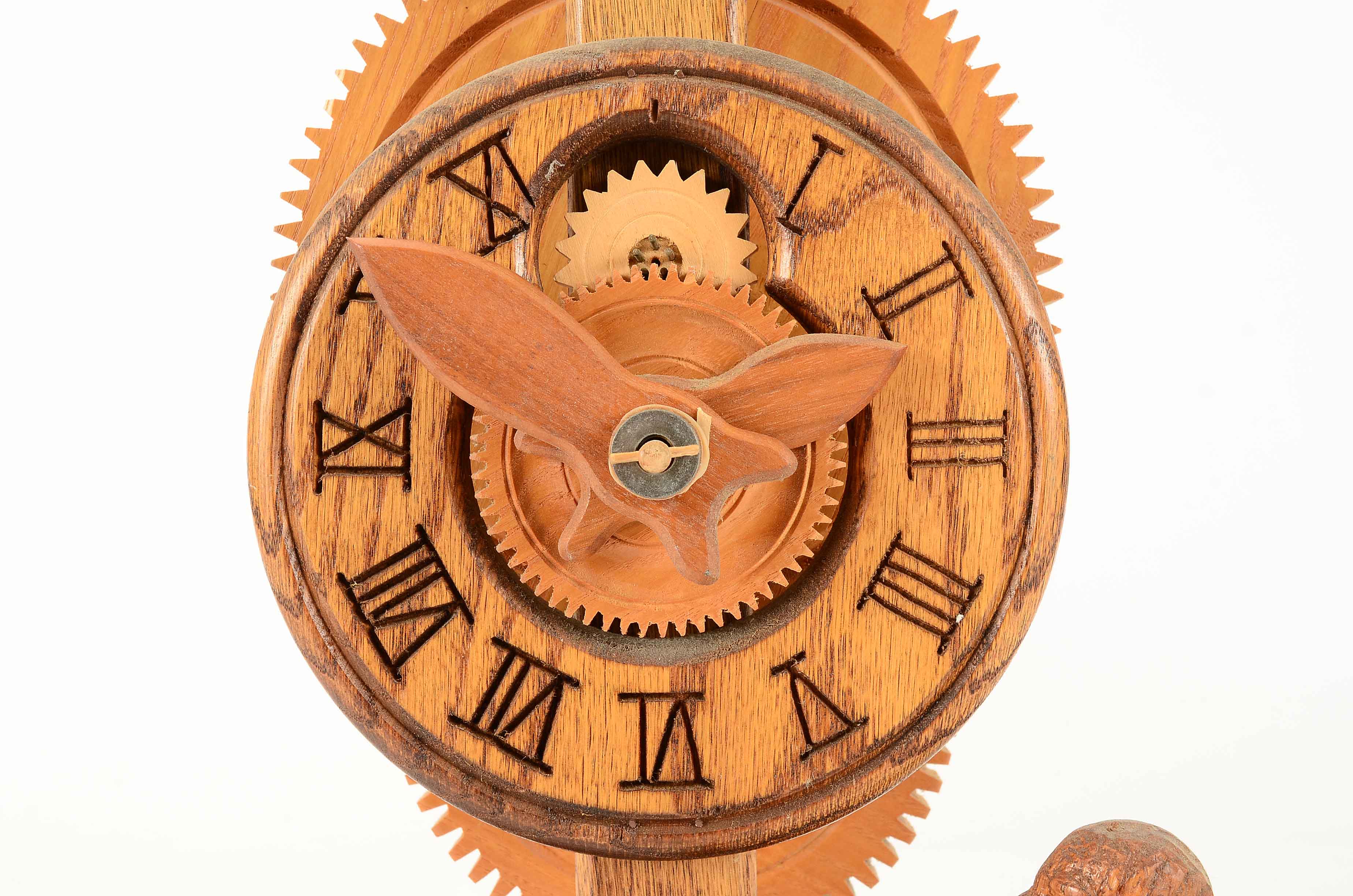 Vintage Handmade Wooden Mechanical Gear Clock EBTH