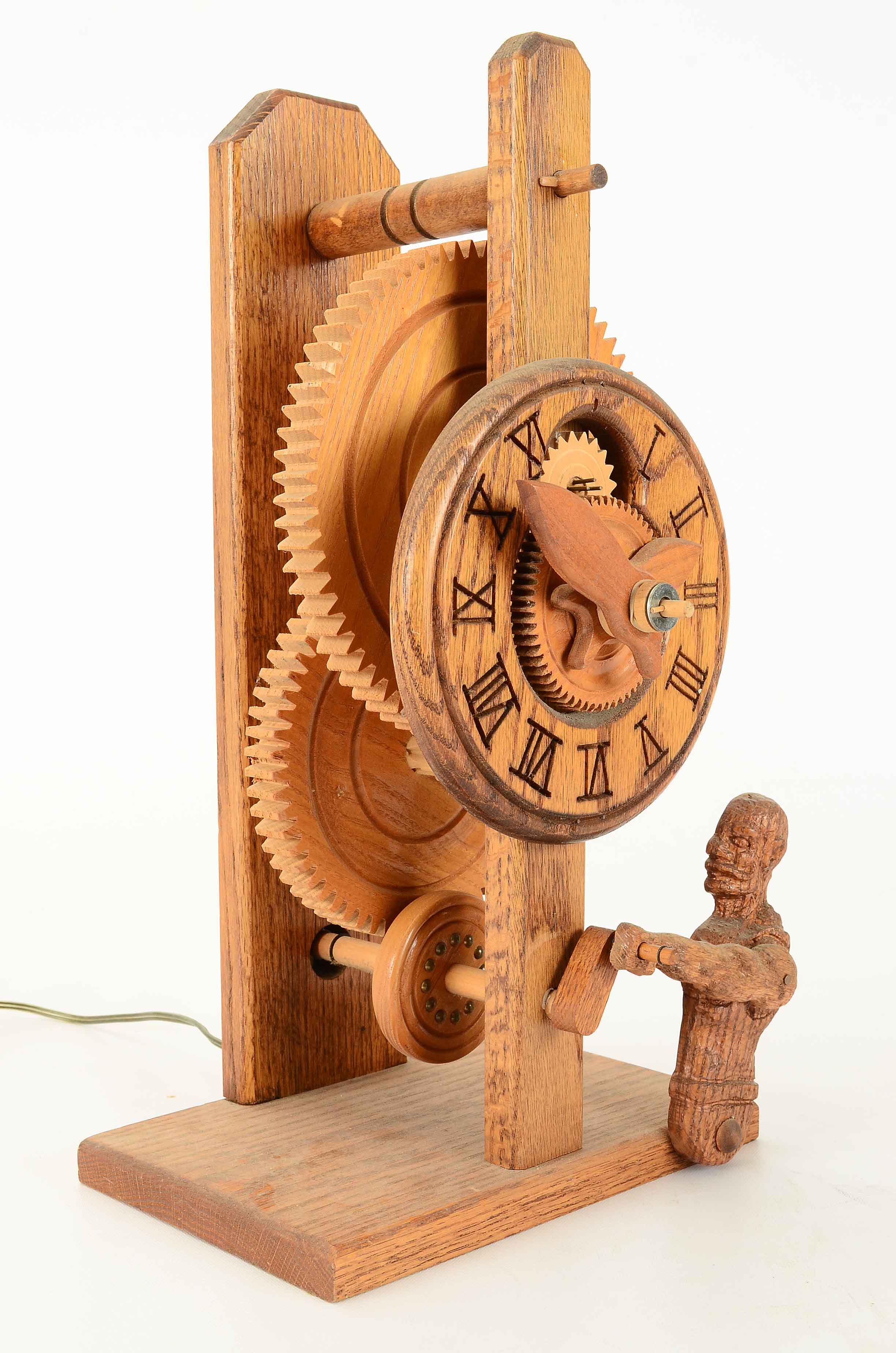 Vintage Handmade Wooden Mechanical Gear Clock EBTH