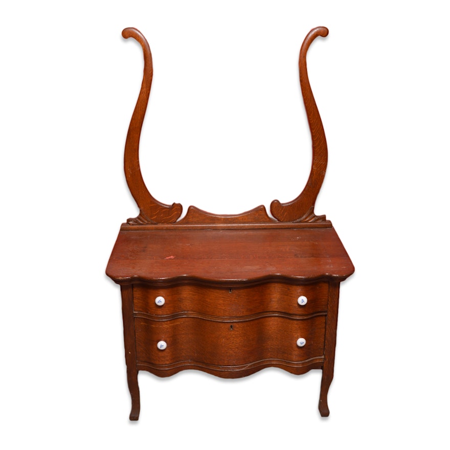 Antique Oak Dresser With Mirror Supports Ebth