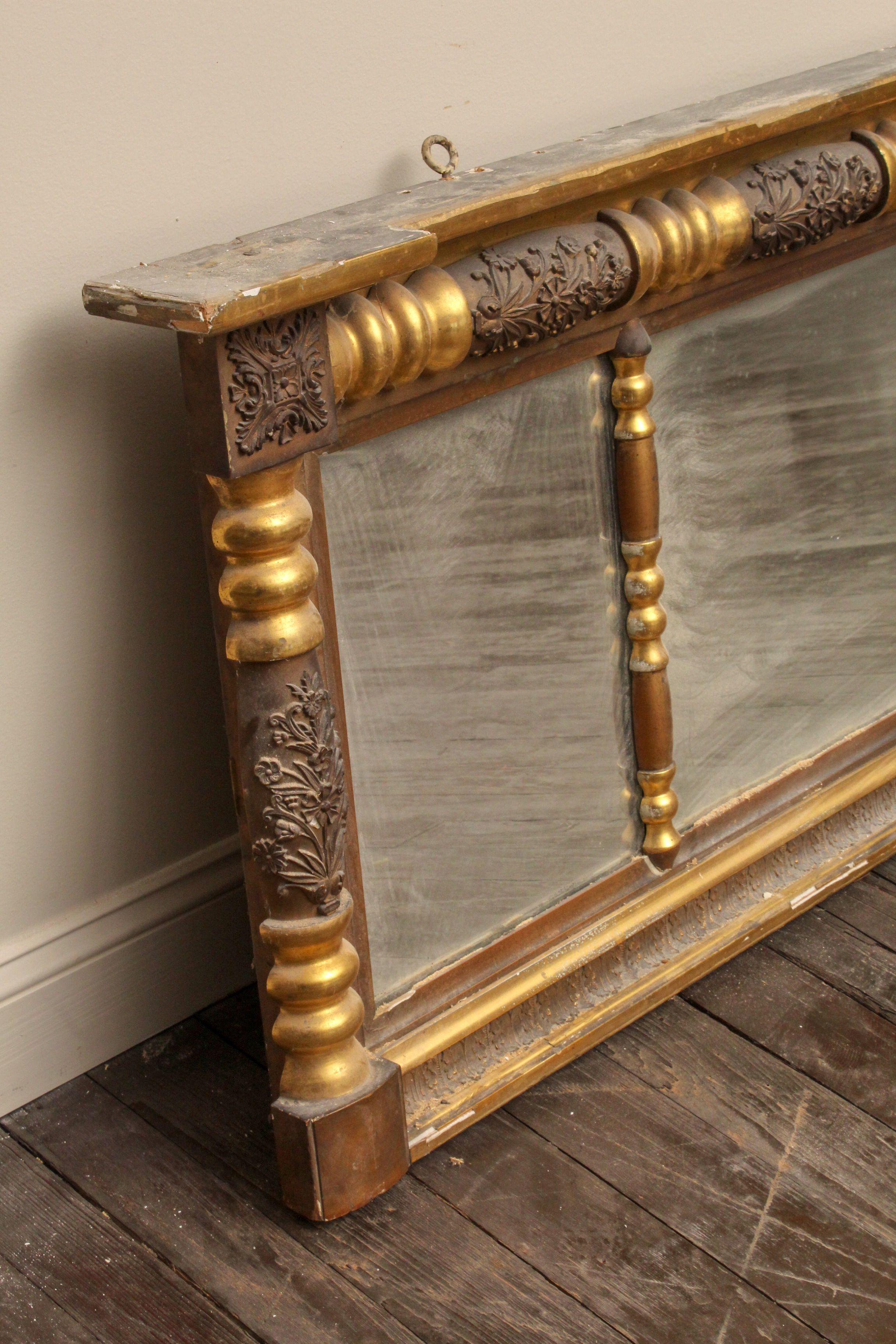 Antique Gilt Framed Three Panel Wall Mirror EBTH