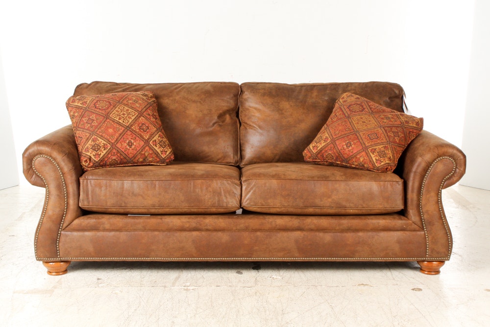 Vintage Leather Sofa By Broyhill Ebth