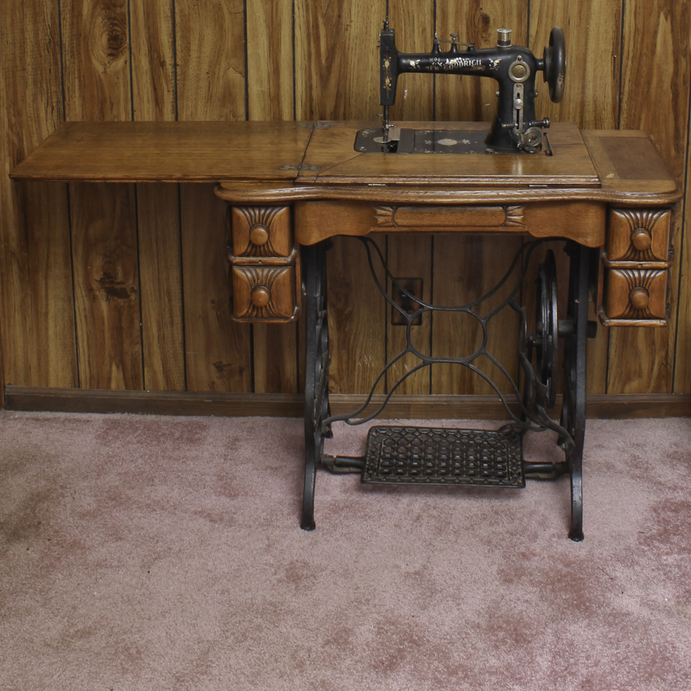 Treadle Sewing Table with New Goodrich Sewing Machine EBTH