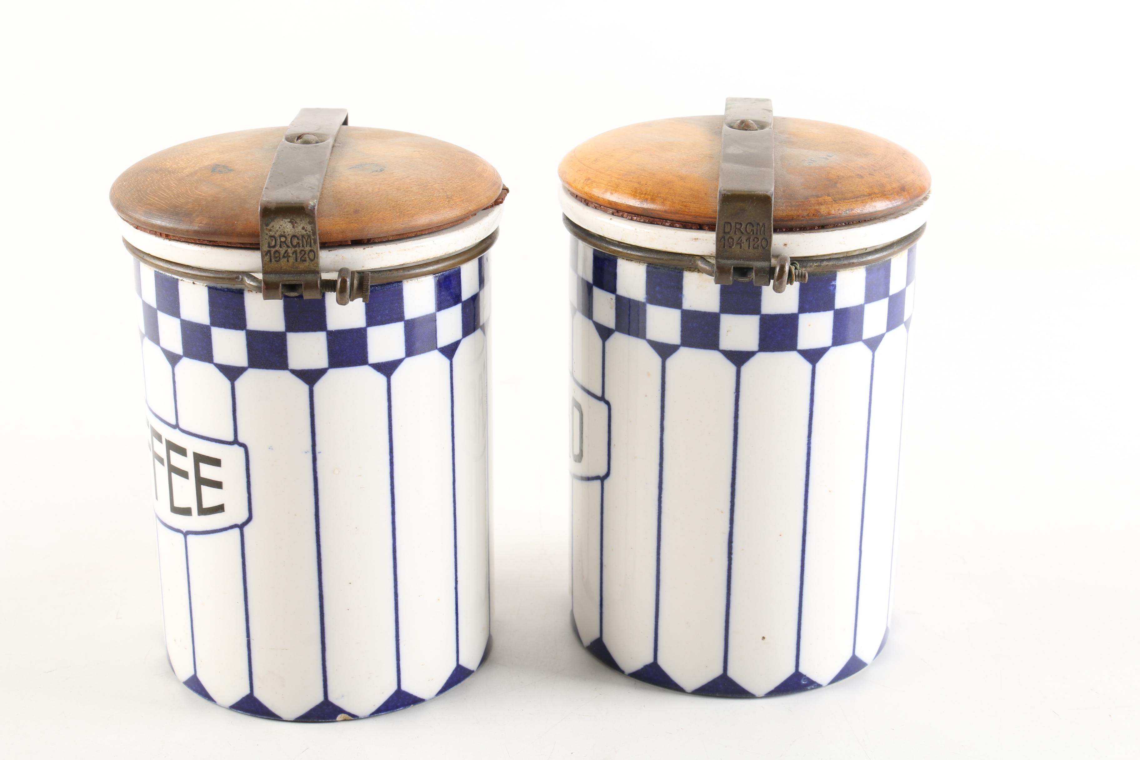 Kaffee and Cocao Canisters with Wooden Lids EBTH