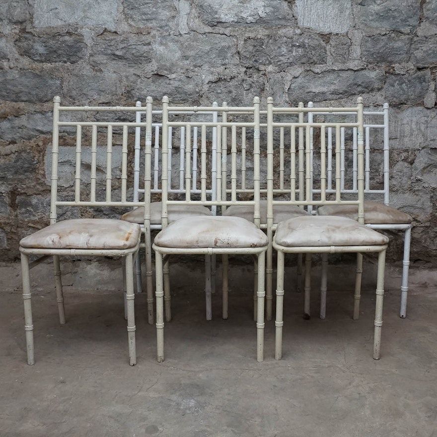 Bamboo Style Metal Dining Chairs Ebth Bamboo Style Metal Dining Chairs