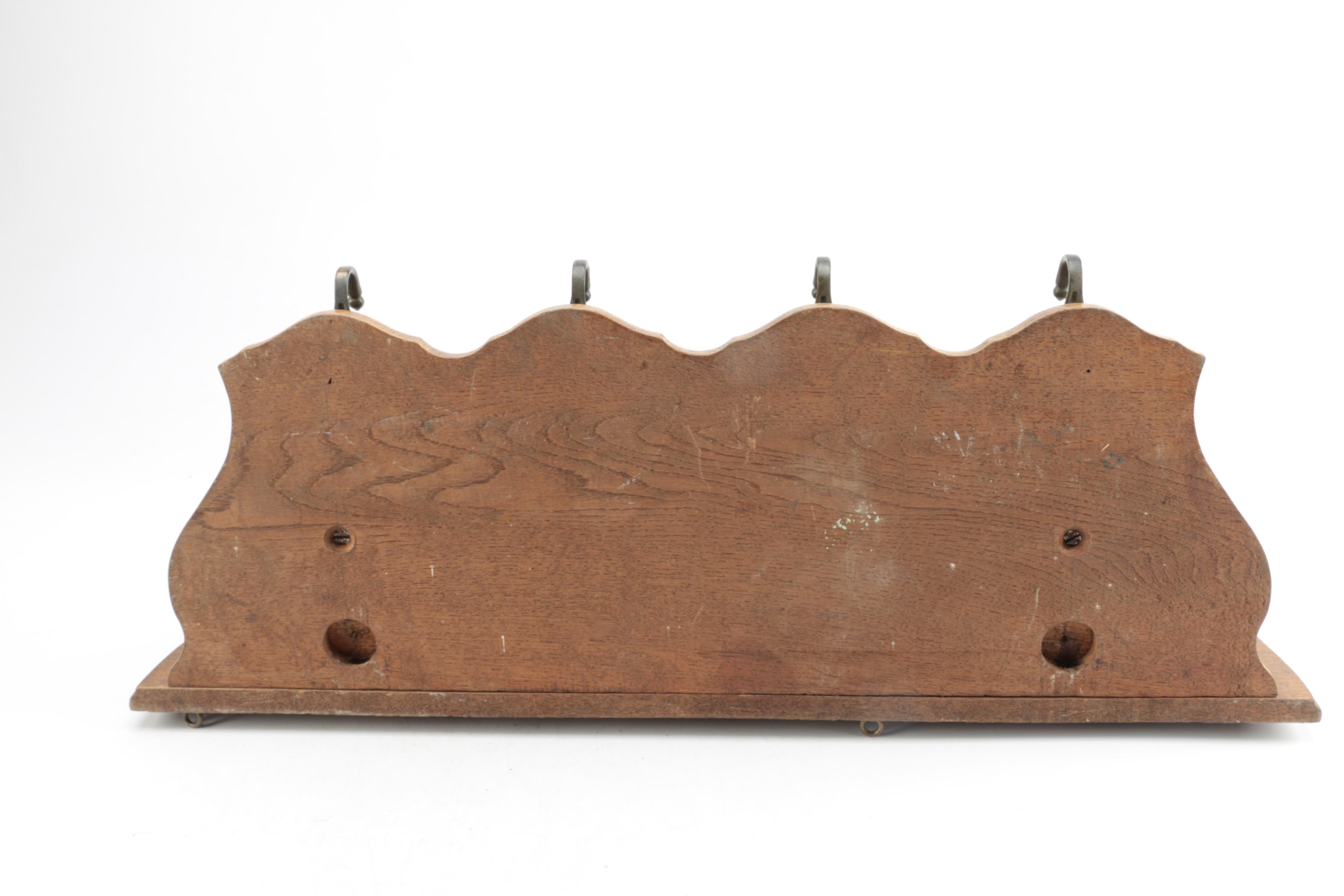 Two Victorian Style Oak Wall Mount Coat Rack Shelves EBTH