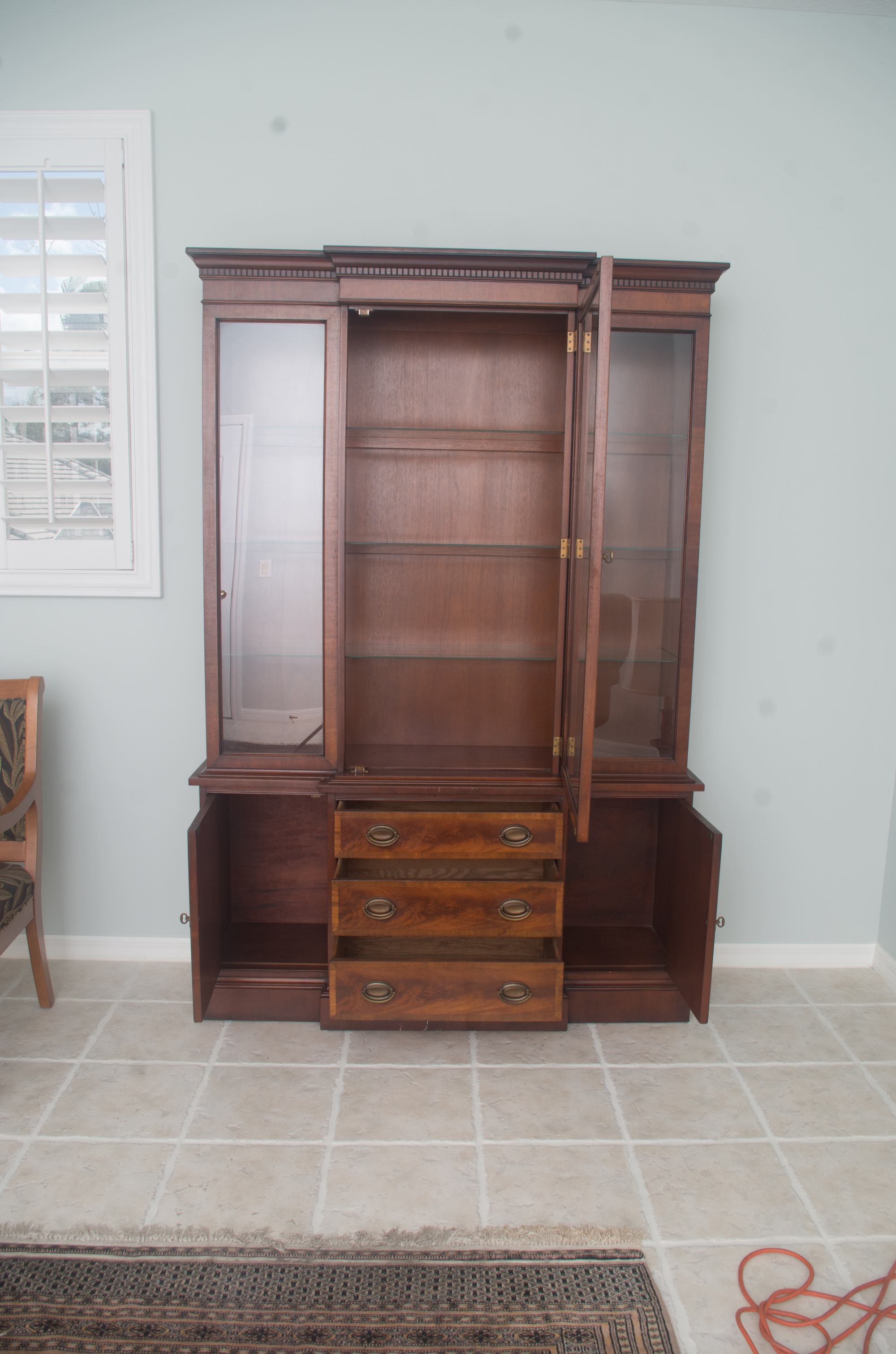 Vintage Hepplewhite Style Breakfront China Cabinet by ...