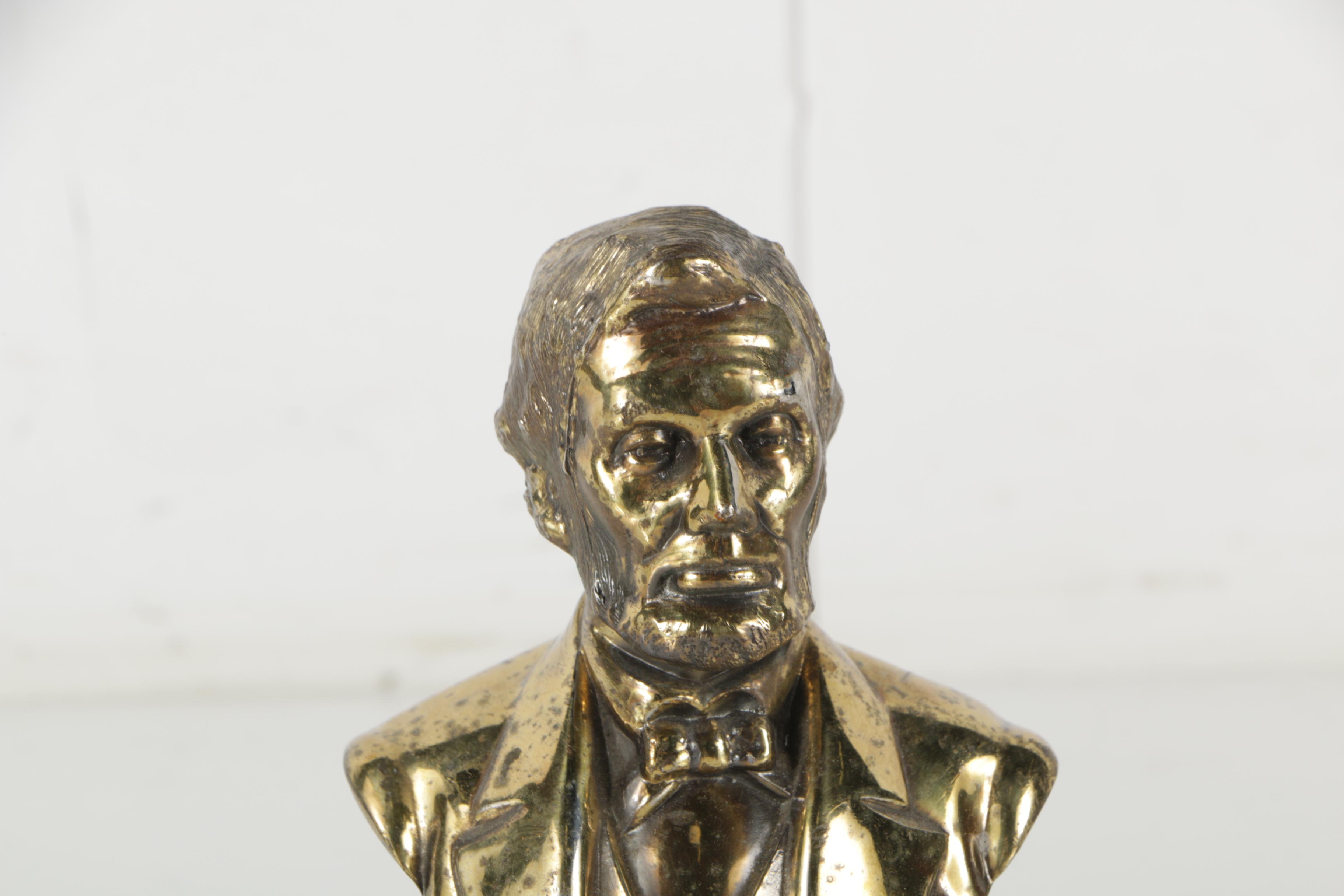 Brass Tone Bust of Abraham Lincoln and Marion Bronze Company "President