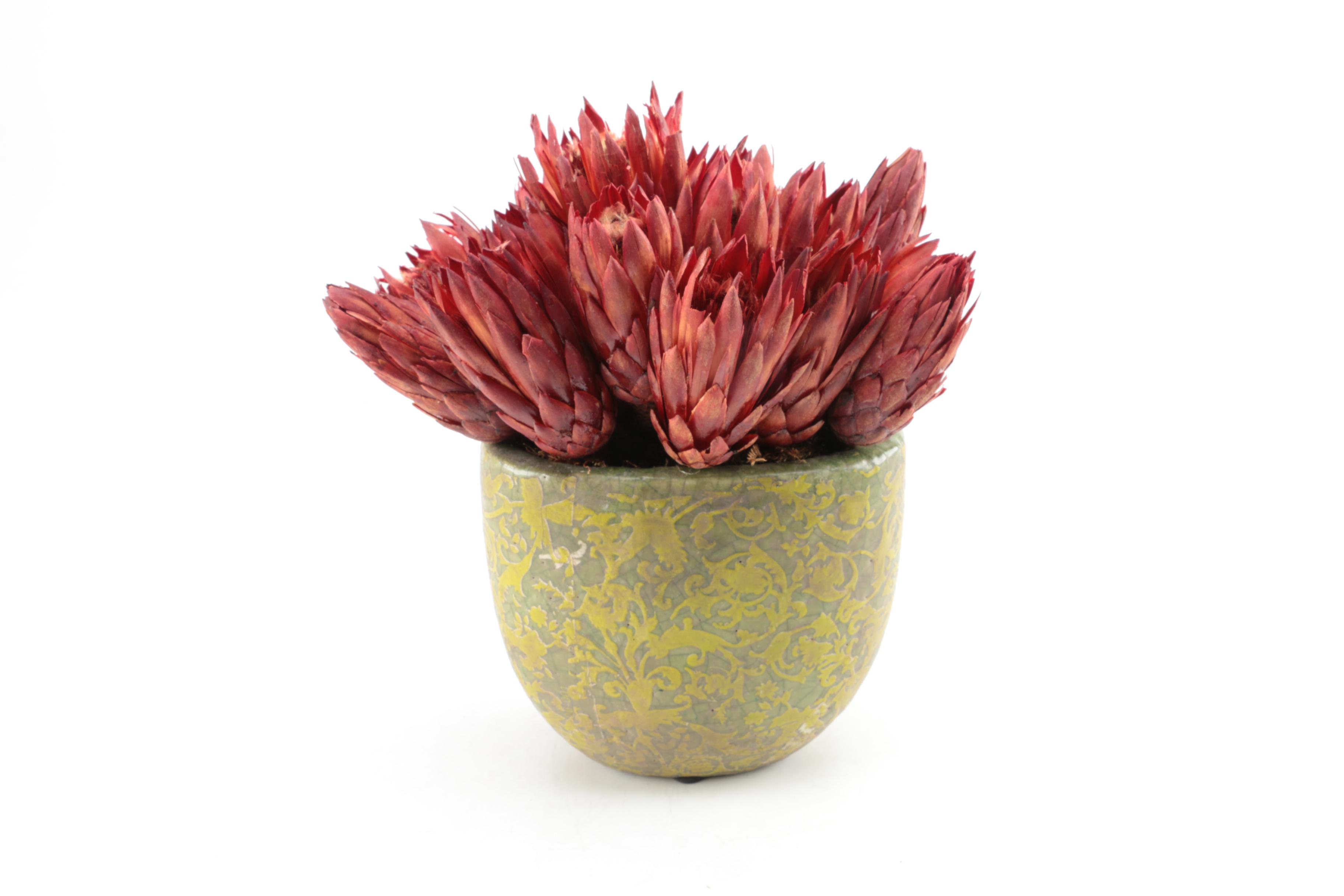 Picture Frame, Trinket Box and Vase with Dried Flowers EBTH