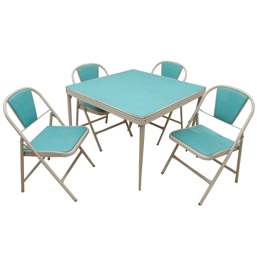 Vintage Mid Century Modern Folding Table And Chairs By Durham Ebth
