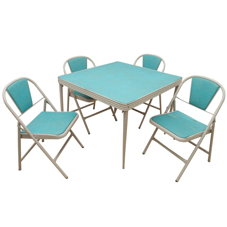 Vintage Mid Century Modern Folding Table And Chairs By Durham Ebth