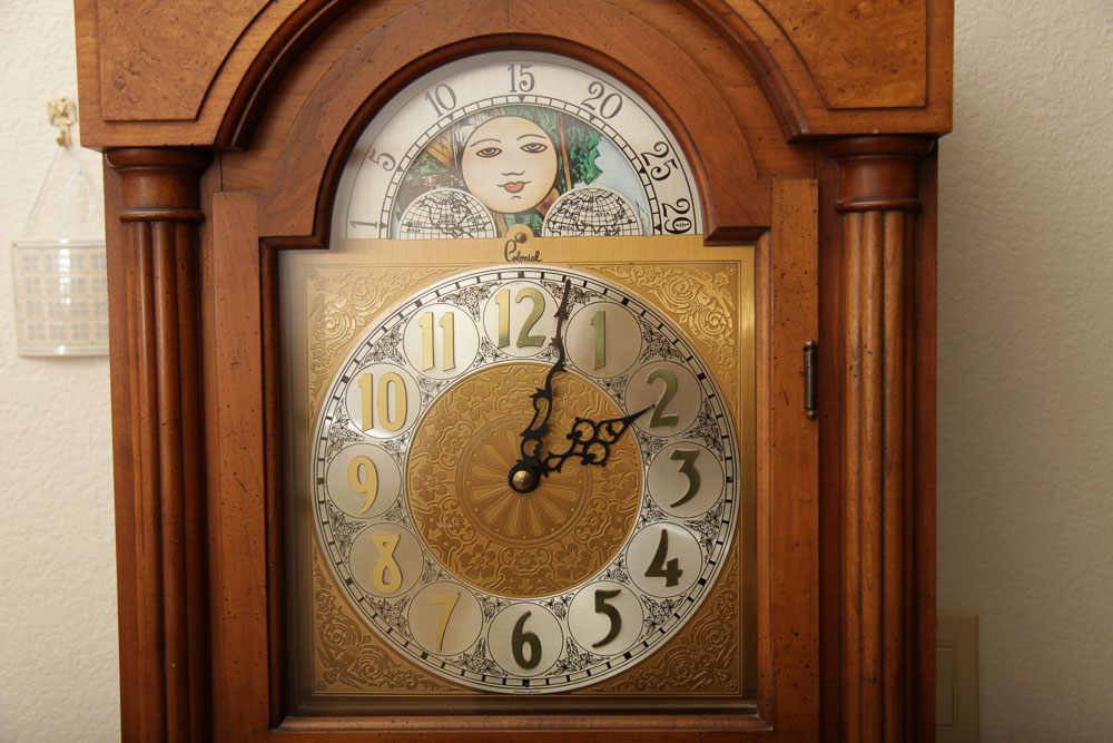 Colonial Grandfather Clock with Moon Phase Dial EBTH