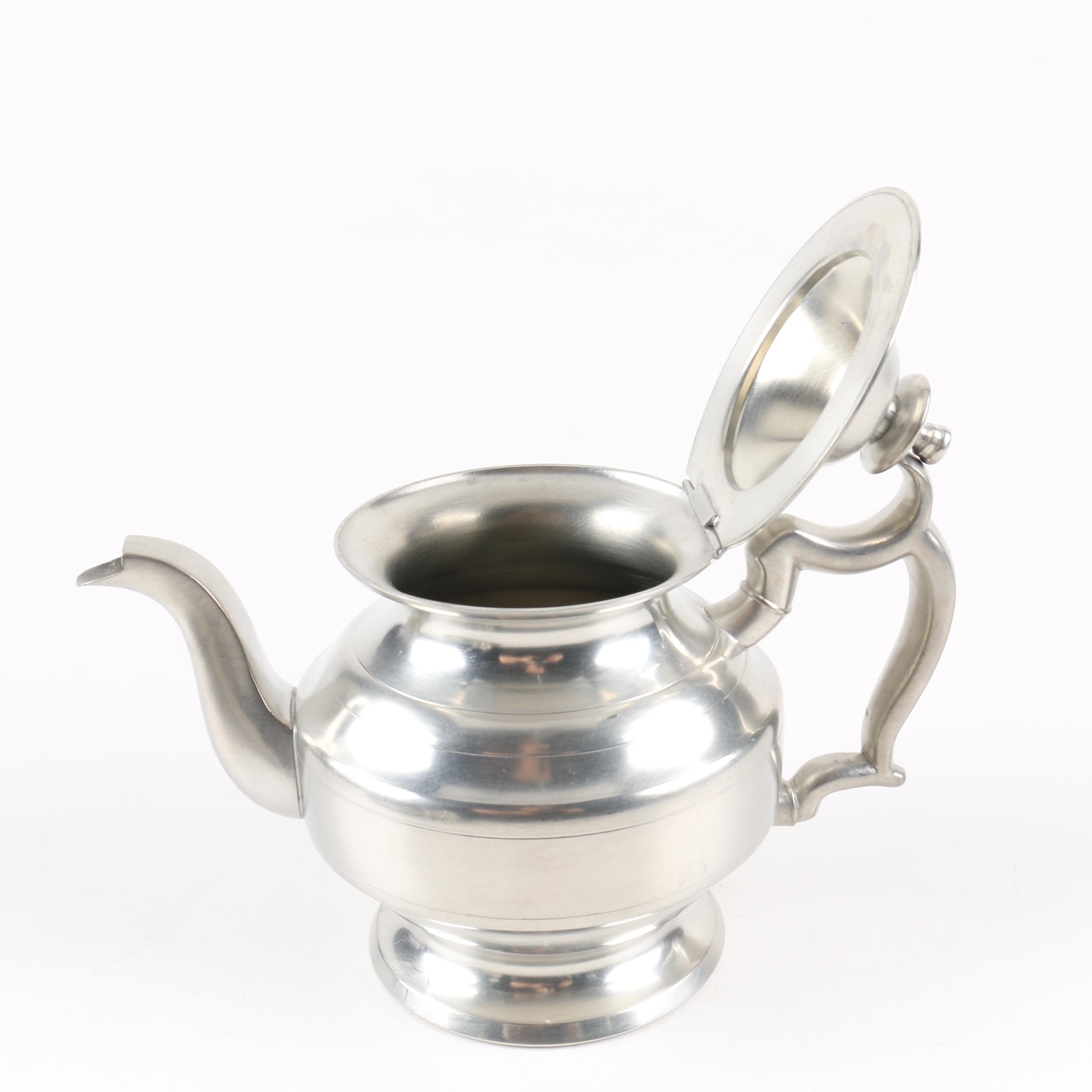 Woodbury Pewterers Tea and Coffee Service with Towle Newburyport Pewter Tray EBTH