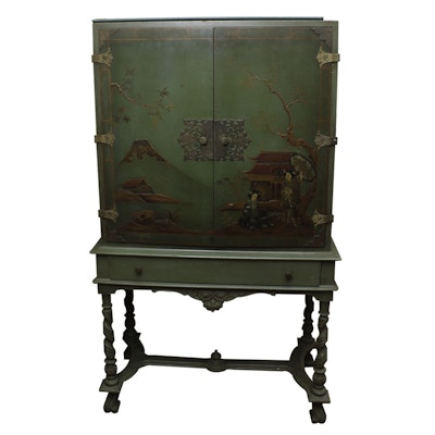 Vintage William and Mary Style Chinoiserie Desk-on-Stand