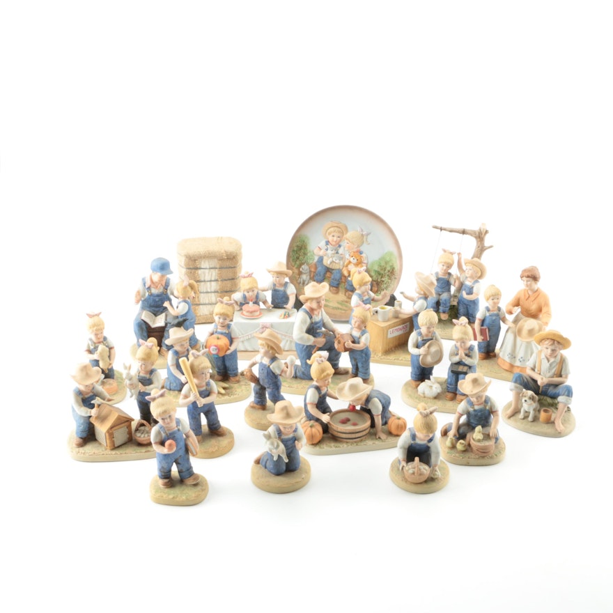 Homco Denim Days Figurines And Plate From Home Interiors Gifts