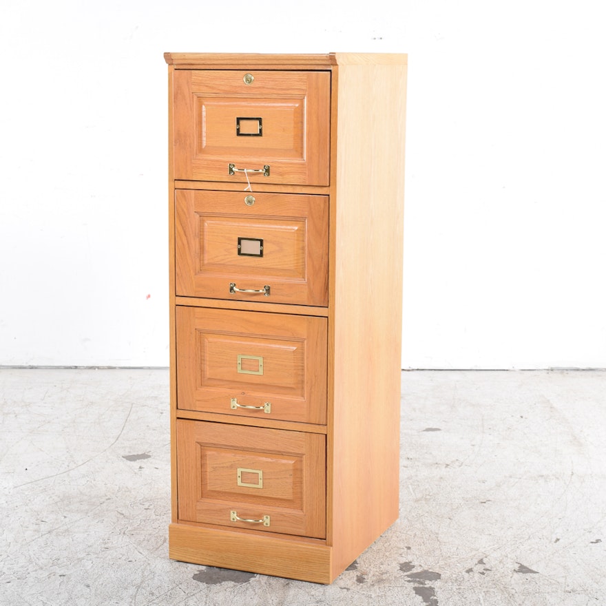 four drawer oak filing cabinet | ebth