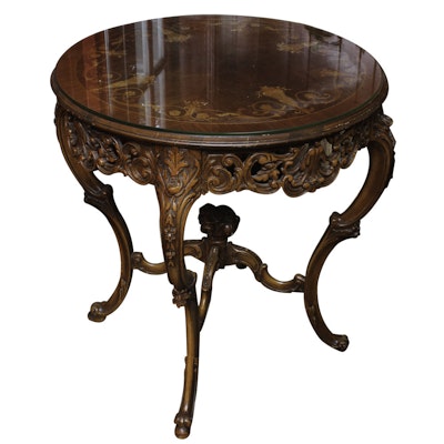 Vintage Italian Rococo Style Marquetry Center Table Vintage Italian Rococo Style Marquetry Center Table