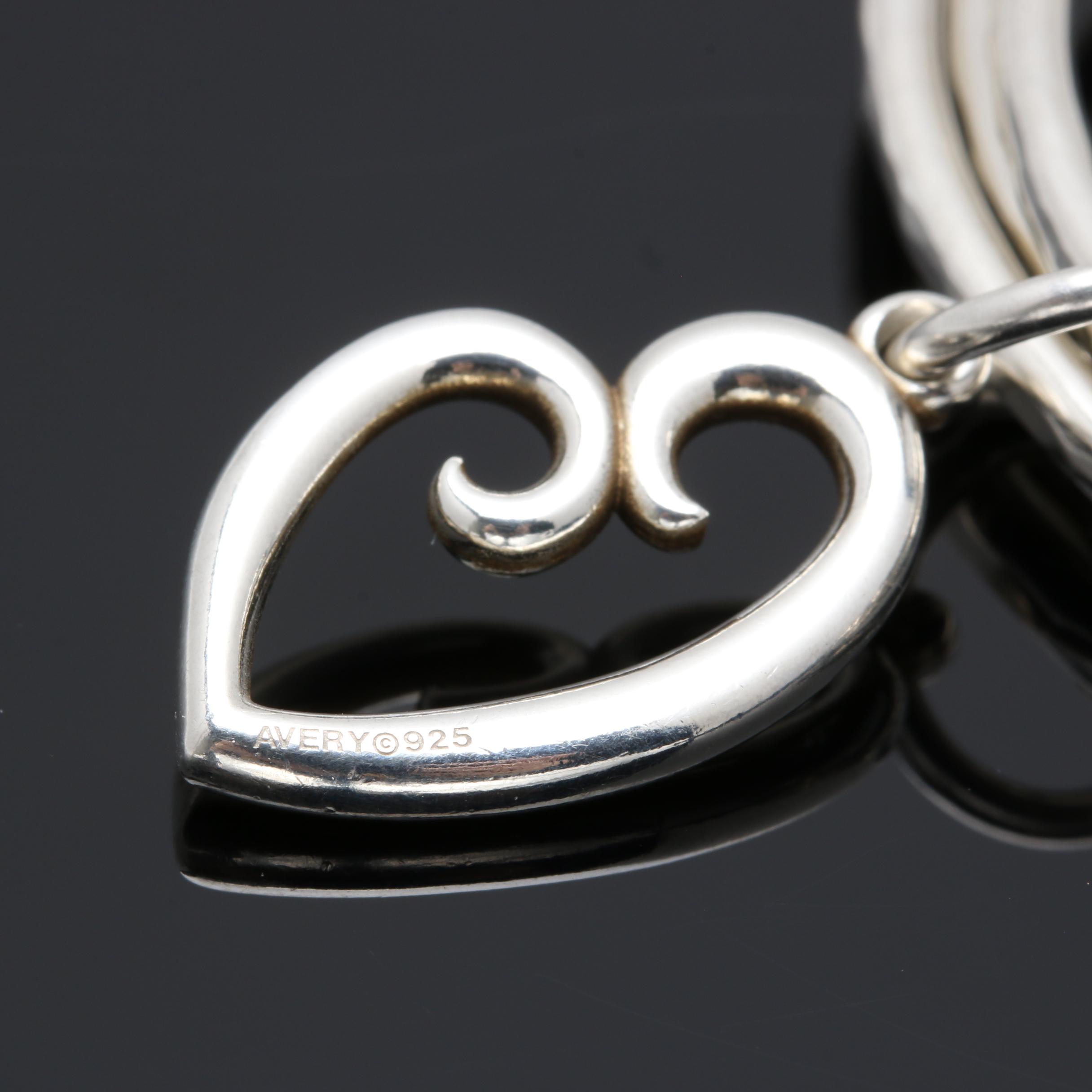 James Avery Sterling Silver Triple Bangle Bracelet with Heart Charm EBTH