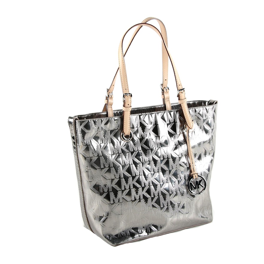 Michael by Michael Kors Silver Metallic Patent Leather Tote | EBTH