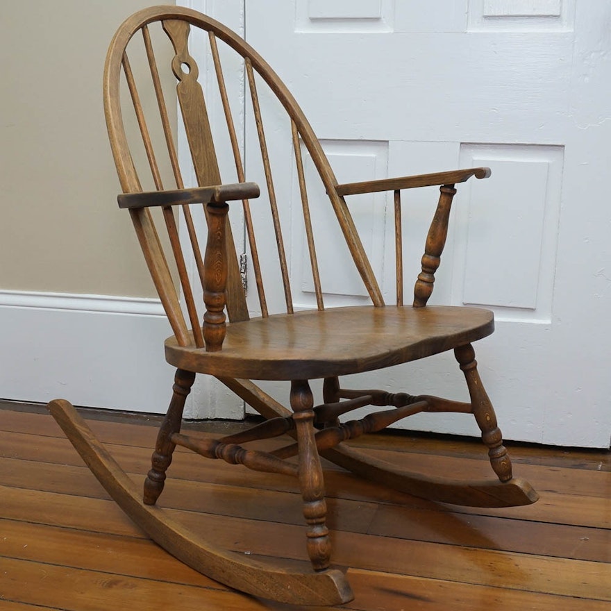 Vintage Windsor Style Oak Rocking Chair | EBTH