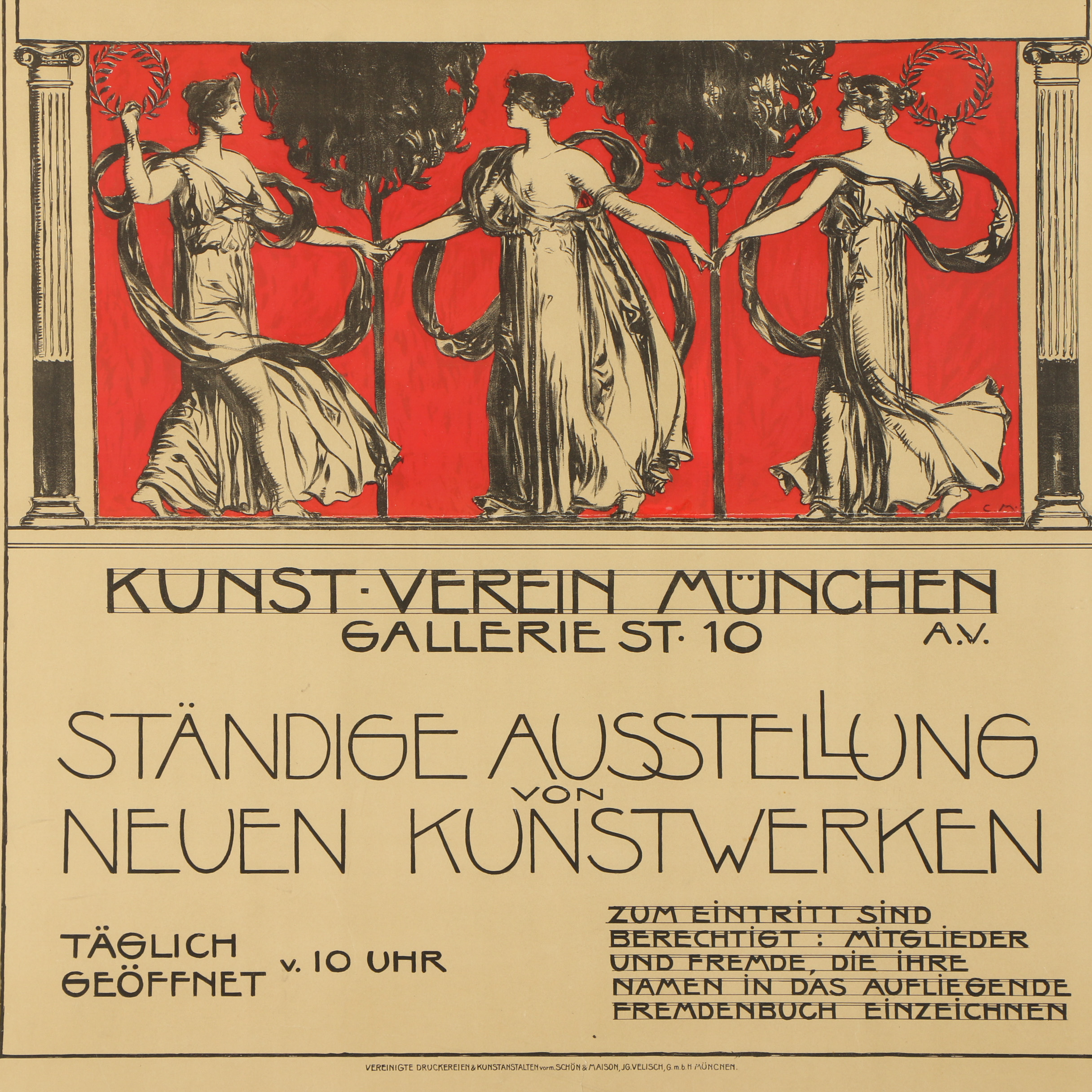 Lithograph German Exhibition Poster "KunstVerein Munchen" EBTH