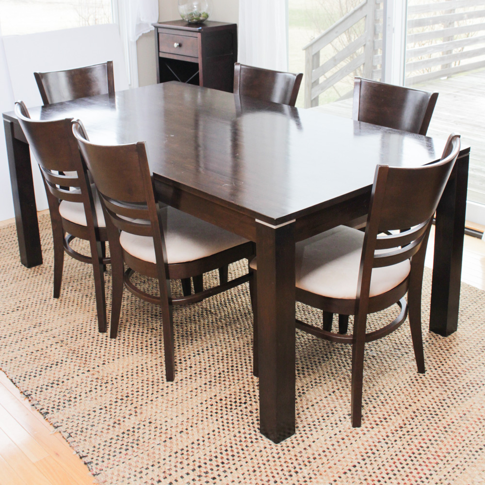 Wood Veneer Dining Table and Chair Set EBTH