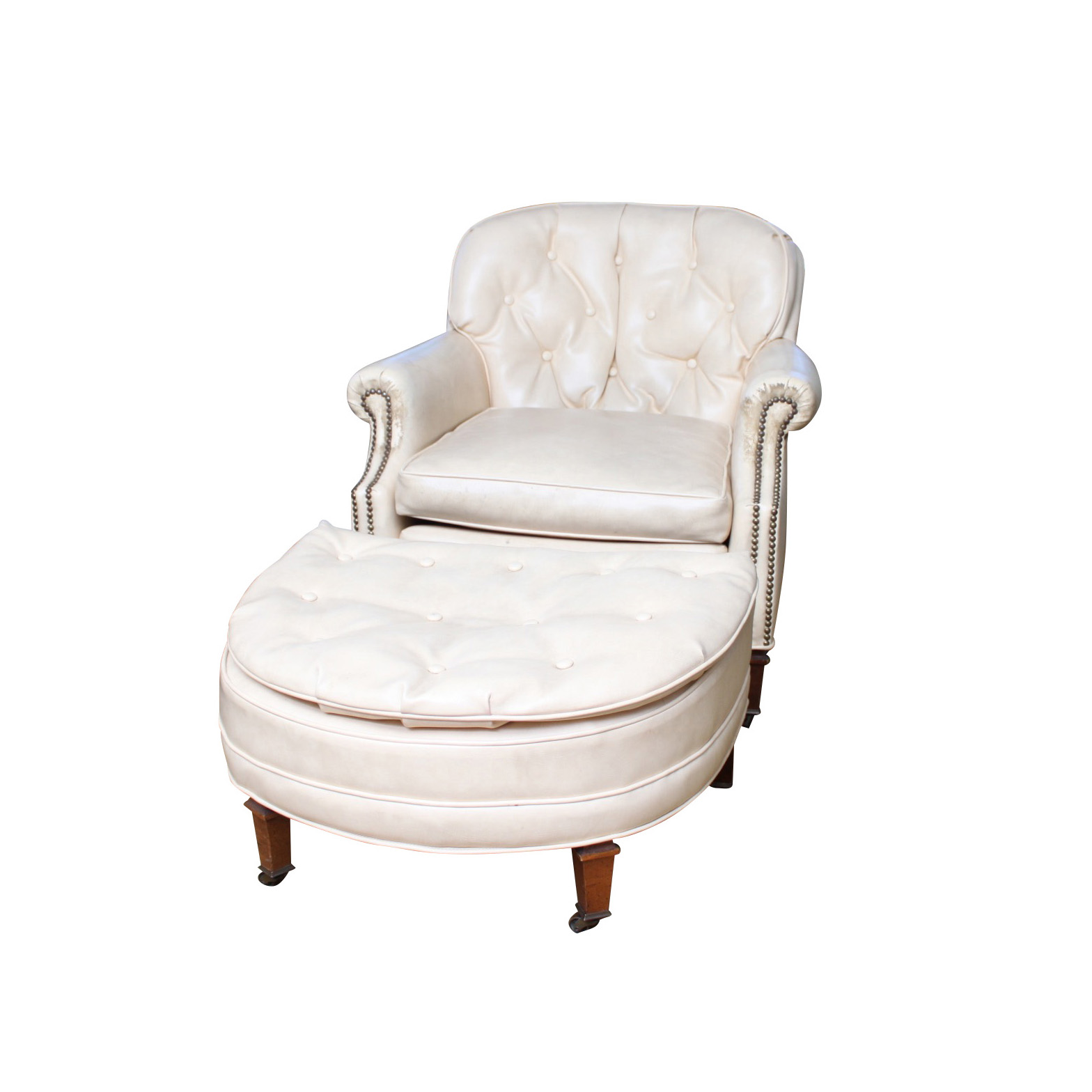 Vintage Vinyl Armchair and Ottoman EBTH