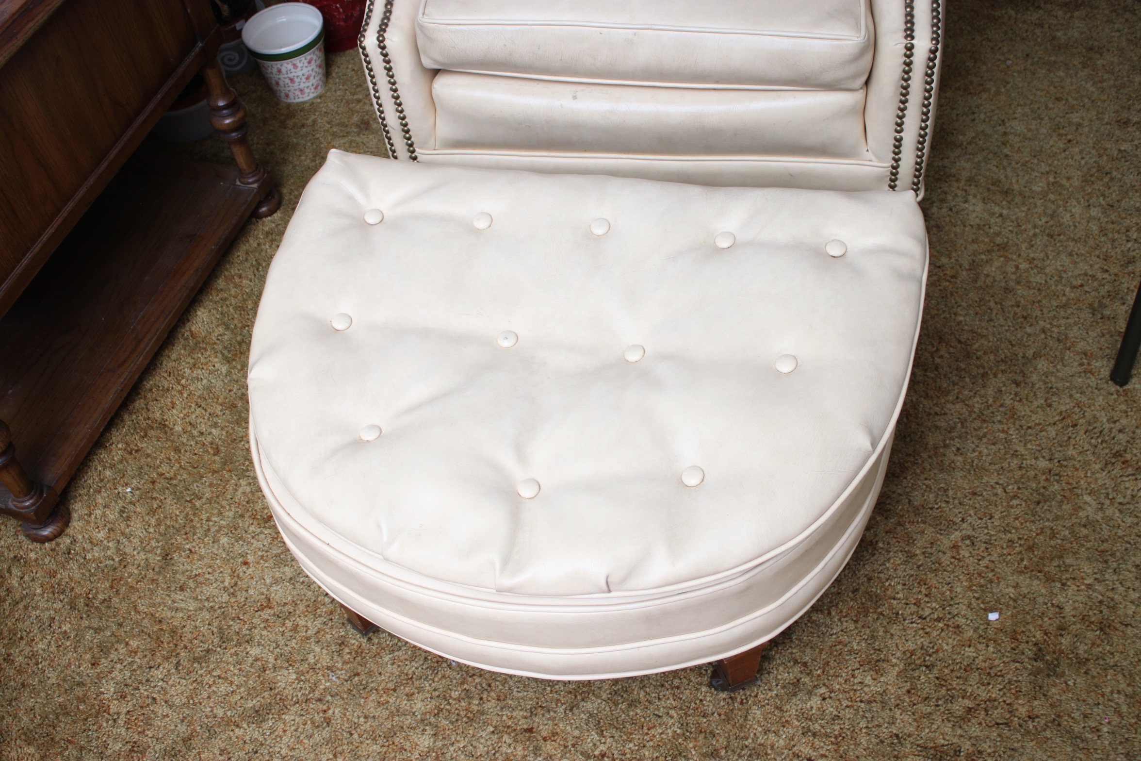 Vintage Vinyl Armchair and Ottoman EBTH