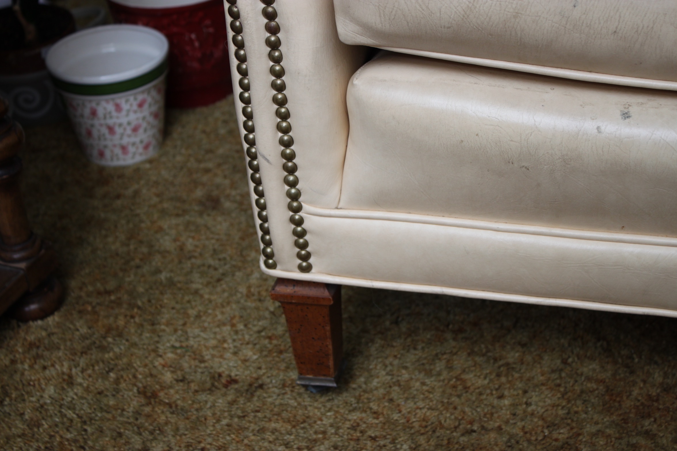 Vintage Vinyl Armchair and Ottoman EBTH