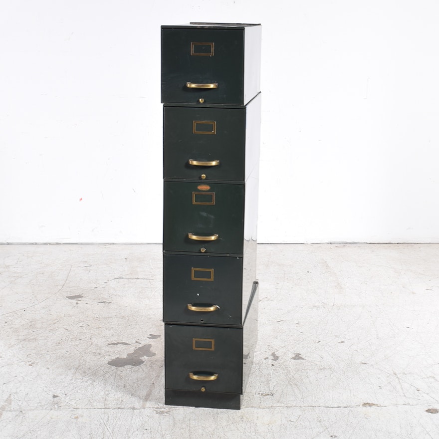 Five Vintage Stacking Filing Cabinets By Top Flight Ebth