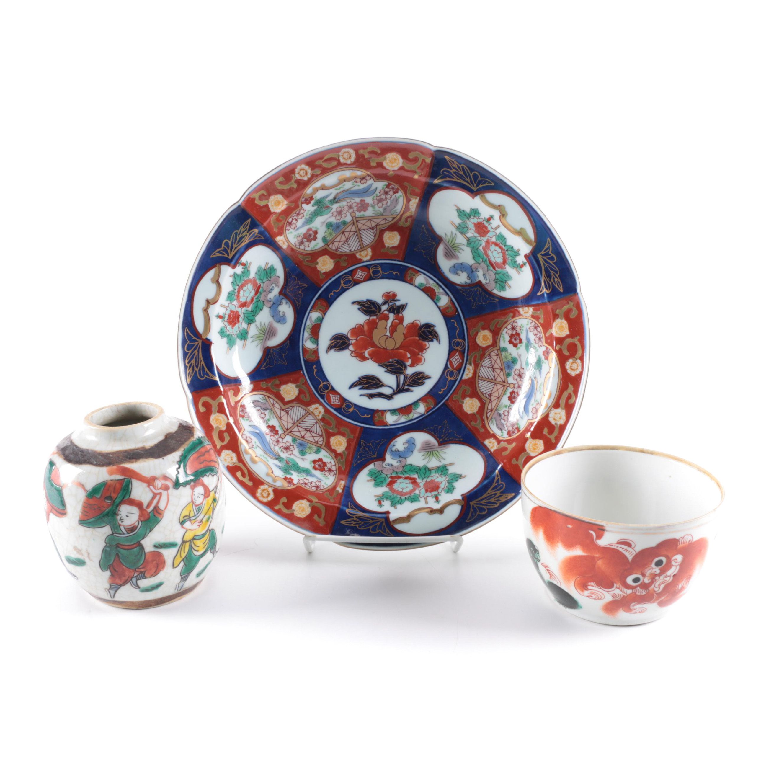 Chinese Vase and Bowl and Imari Style Plate EBTH