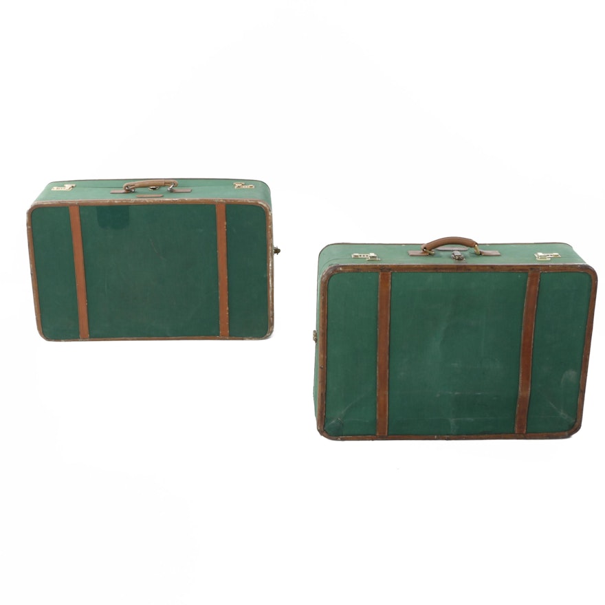 Vintage T. Anthony Ltd. Large Green Pullman Suitcases