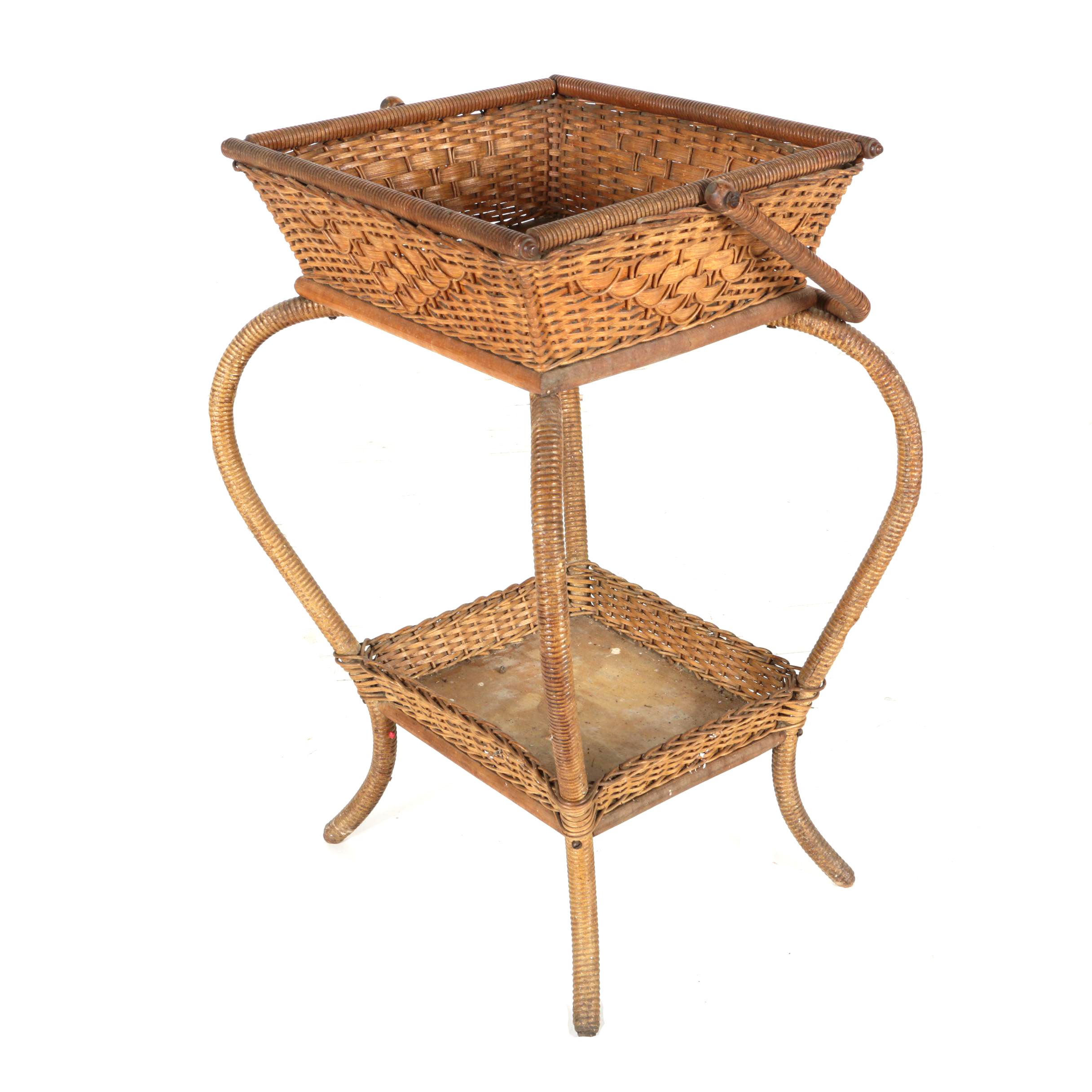 Wicker Basket Plant Stand EBTH