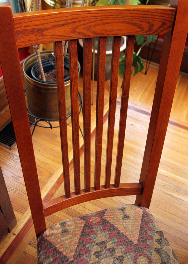 Mission Style Oak Dining Table by Kincaid and Spindle Chairs EBTH