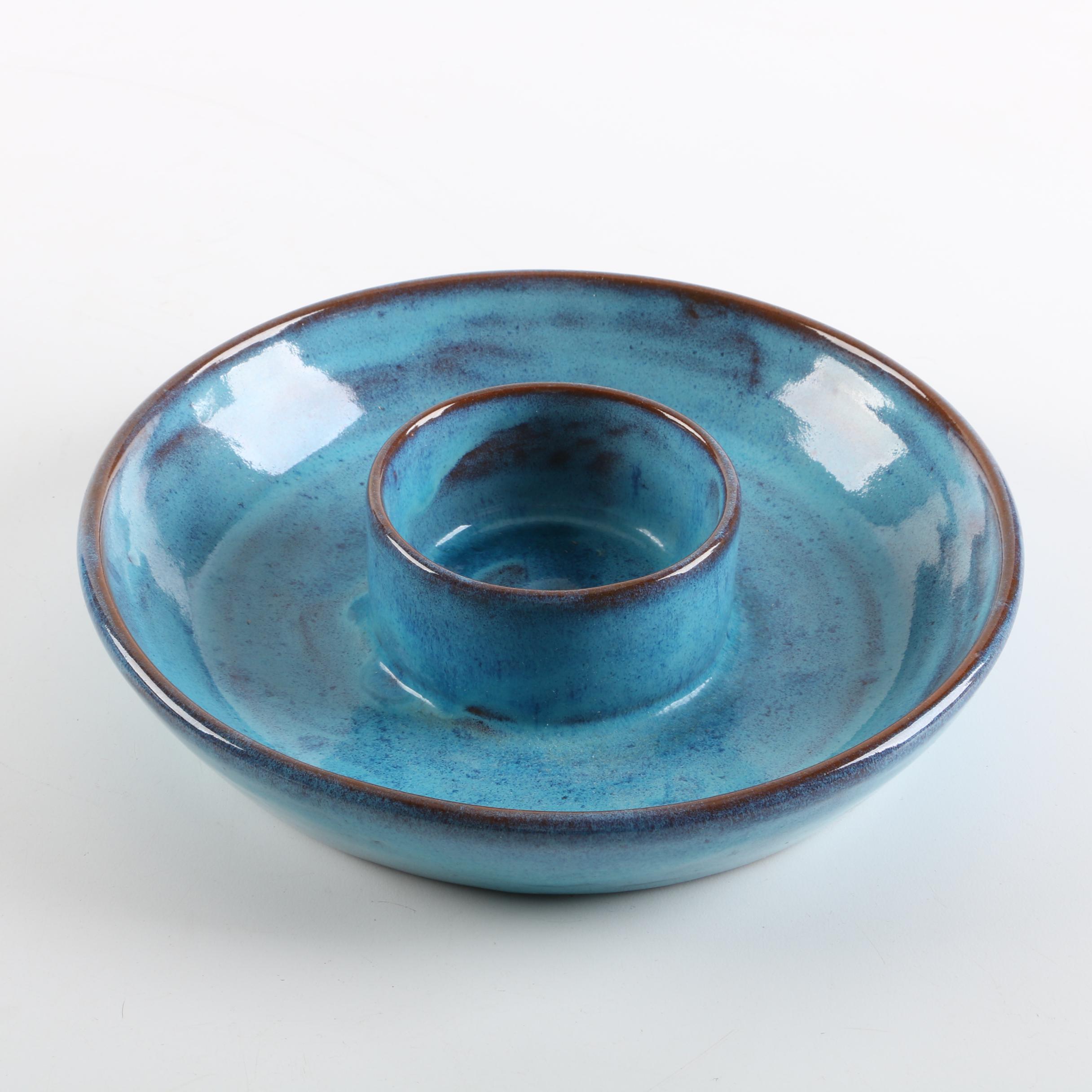 Brown County Hills Pottery Ceramic Chip and Dip Bowl | EBTH