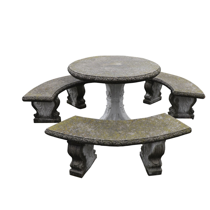 Cement Table And Benches Ebth