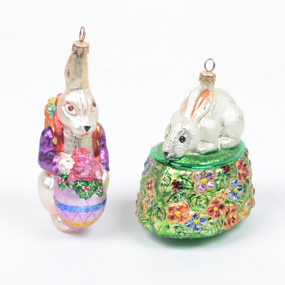 Radko Easter Bunny Glass Ornaments EBTH