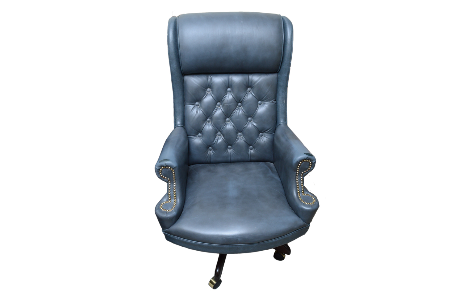 Vintage Blue Faux Leather Office Chair Ebth