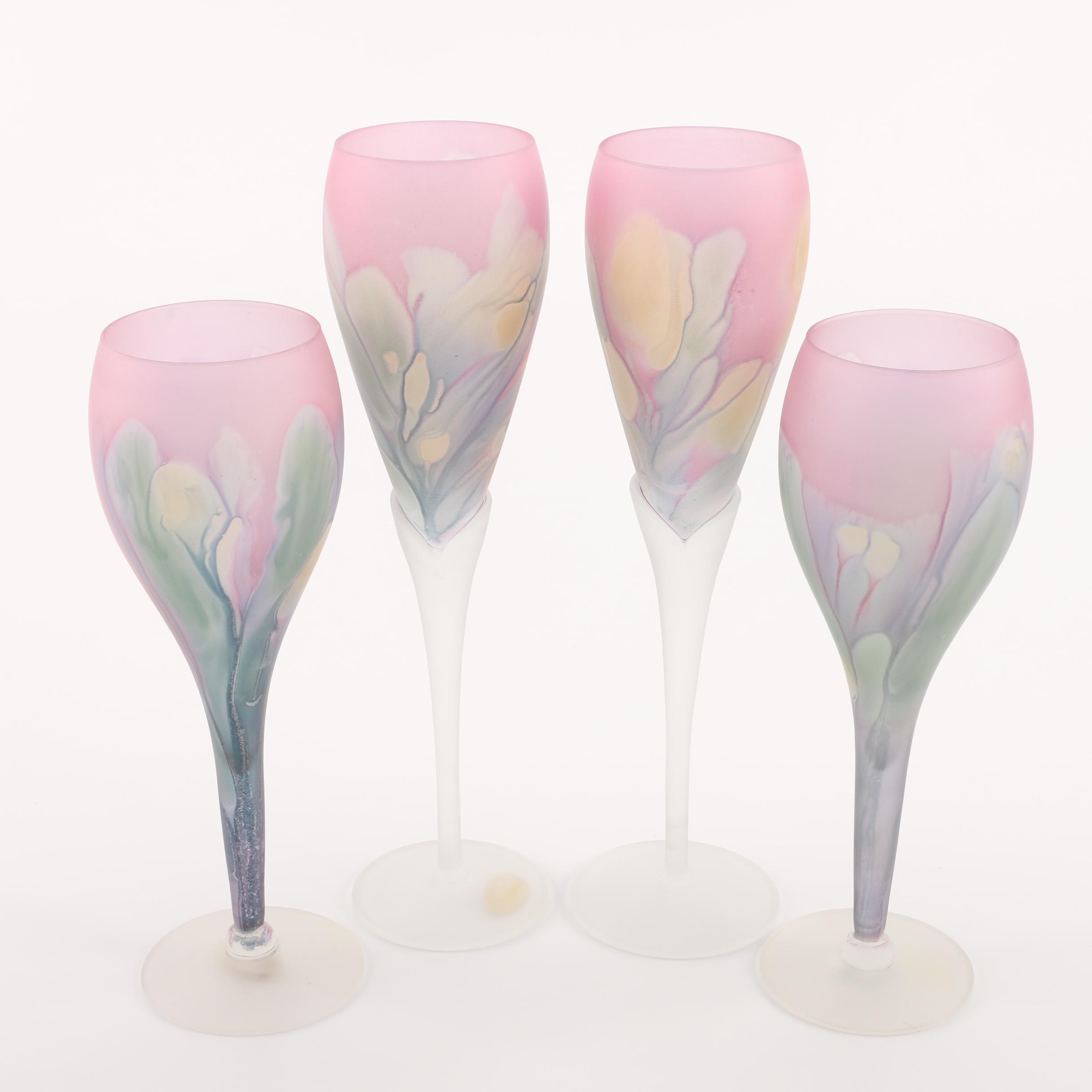 Rueven Art Nouveau Hand Painted Wine Glasses EBTH