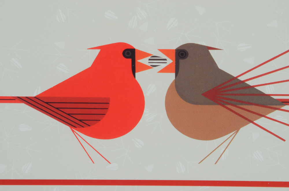 Charley Harper Offset Lithograph Print of Two Cardinals EBTH