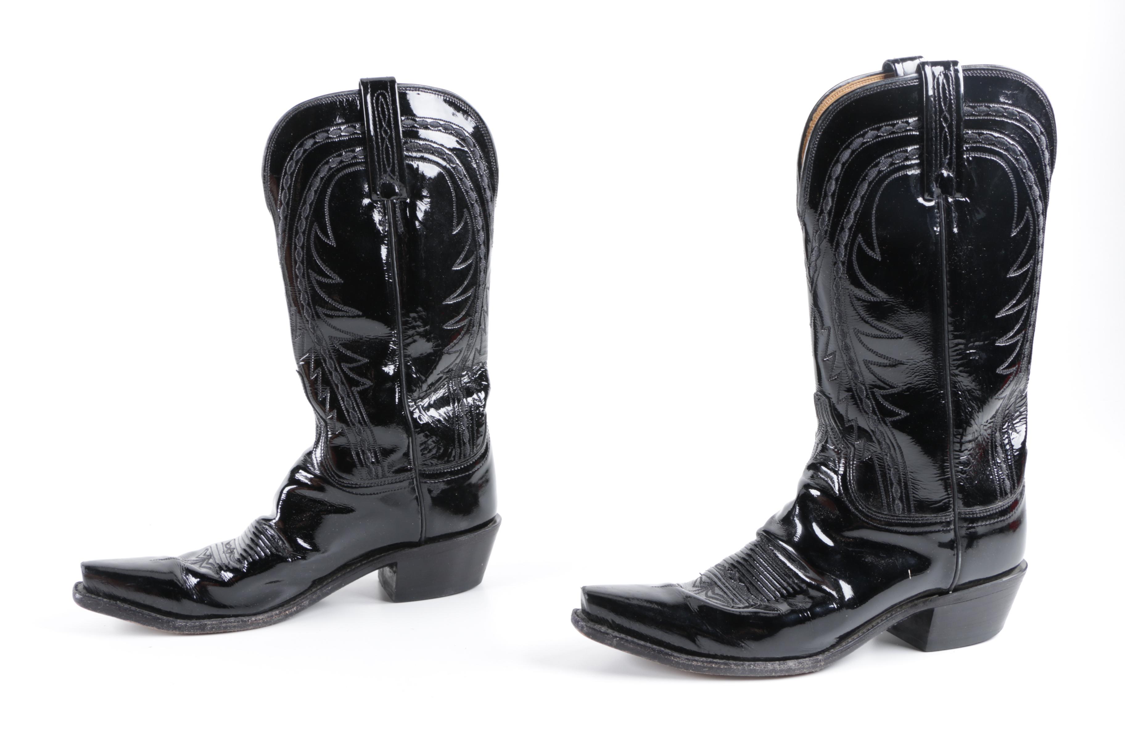 Men's 1883 by Lucchese Black Patent Leather Cowboy Boots EBTH