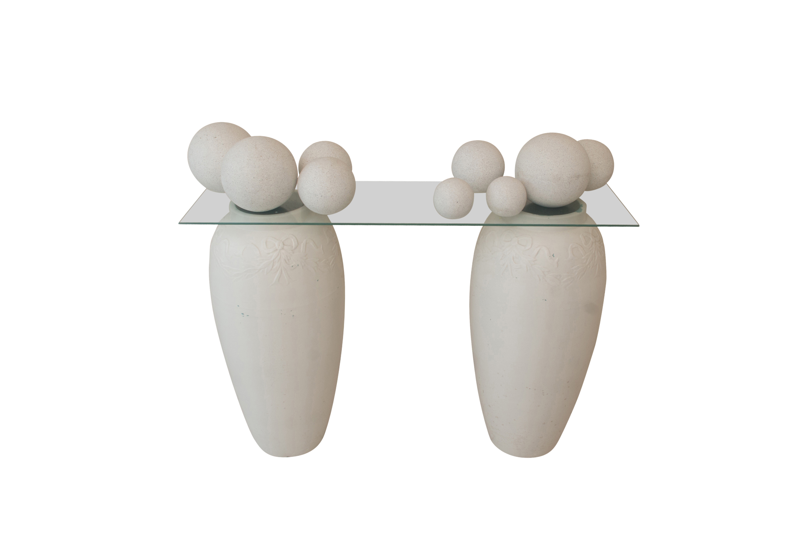 Amphora Console Table with Cast Orb Collection | EBTH