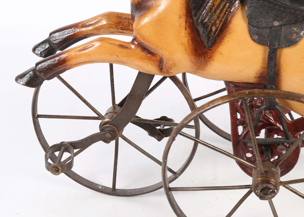 Reproduction HandCarved Wooden Horse Tricycle EBTH