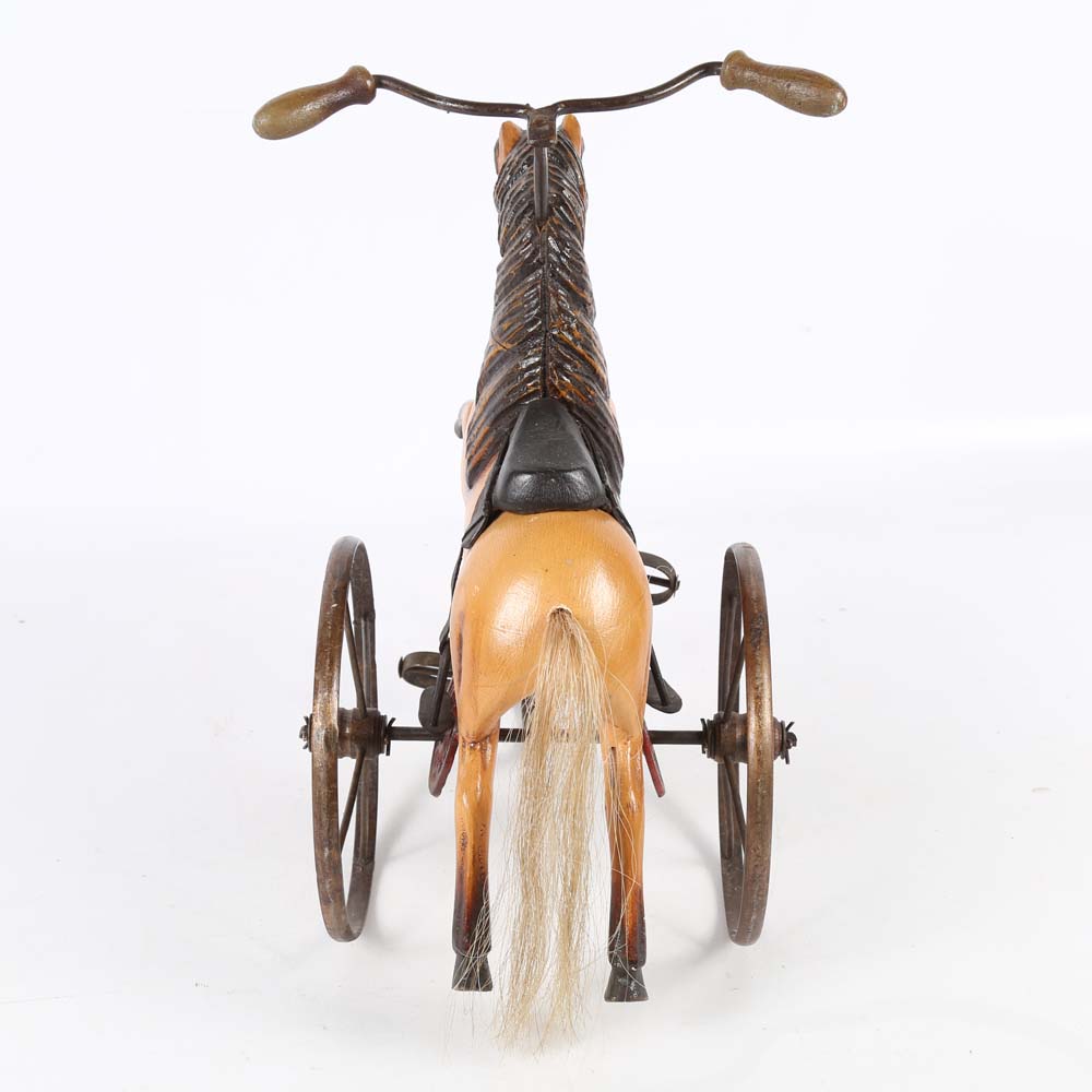 Reproduction HandCarved Wooden Horse Tricycle EBTH