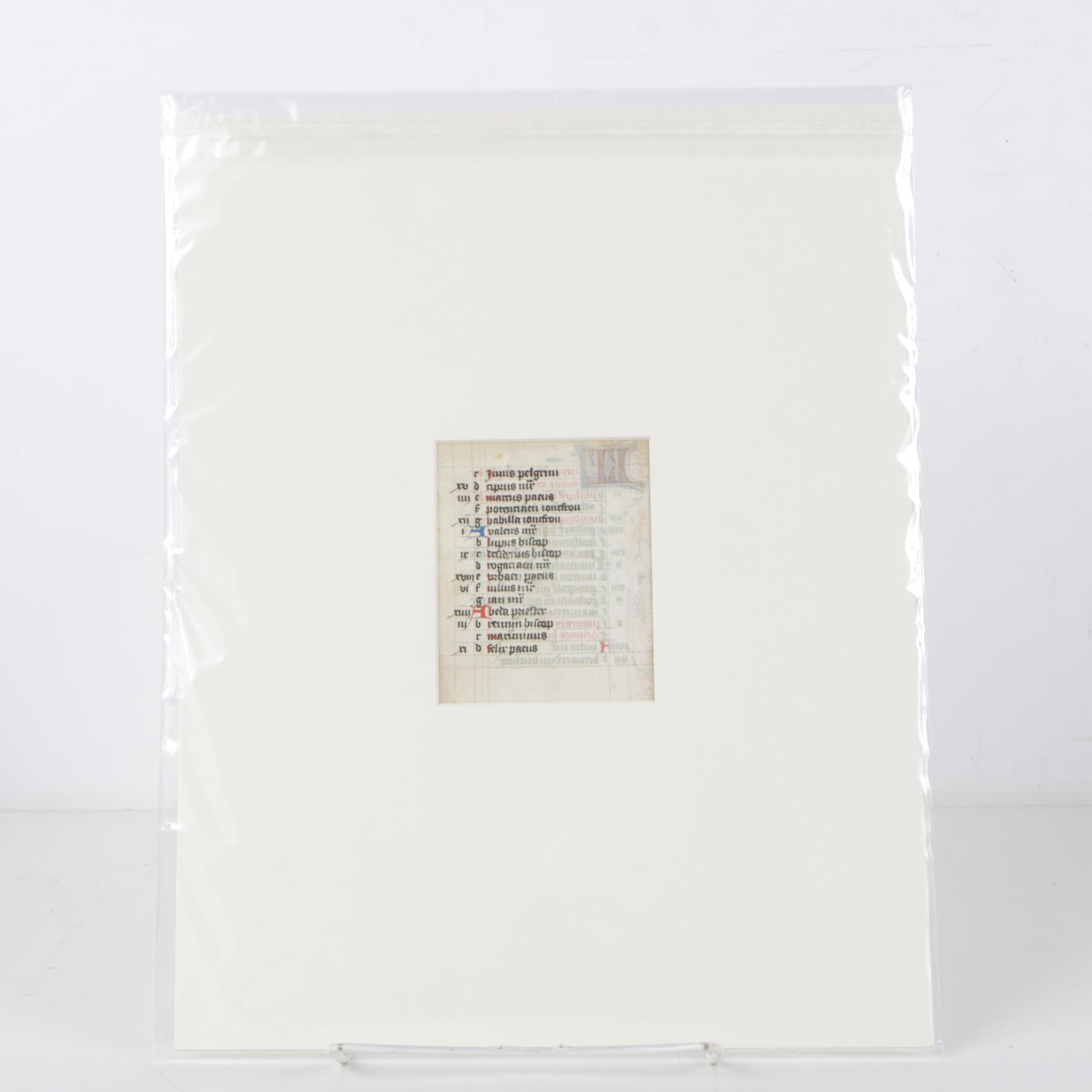 Circa 15th Century Calendar Pages from Illuminated Manuscripts EBTH