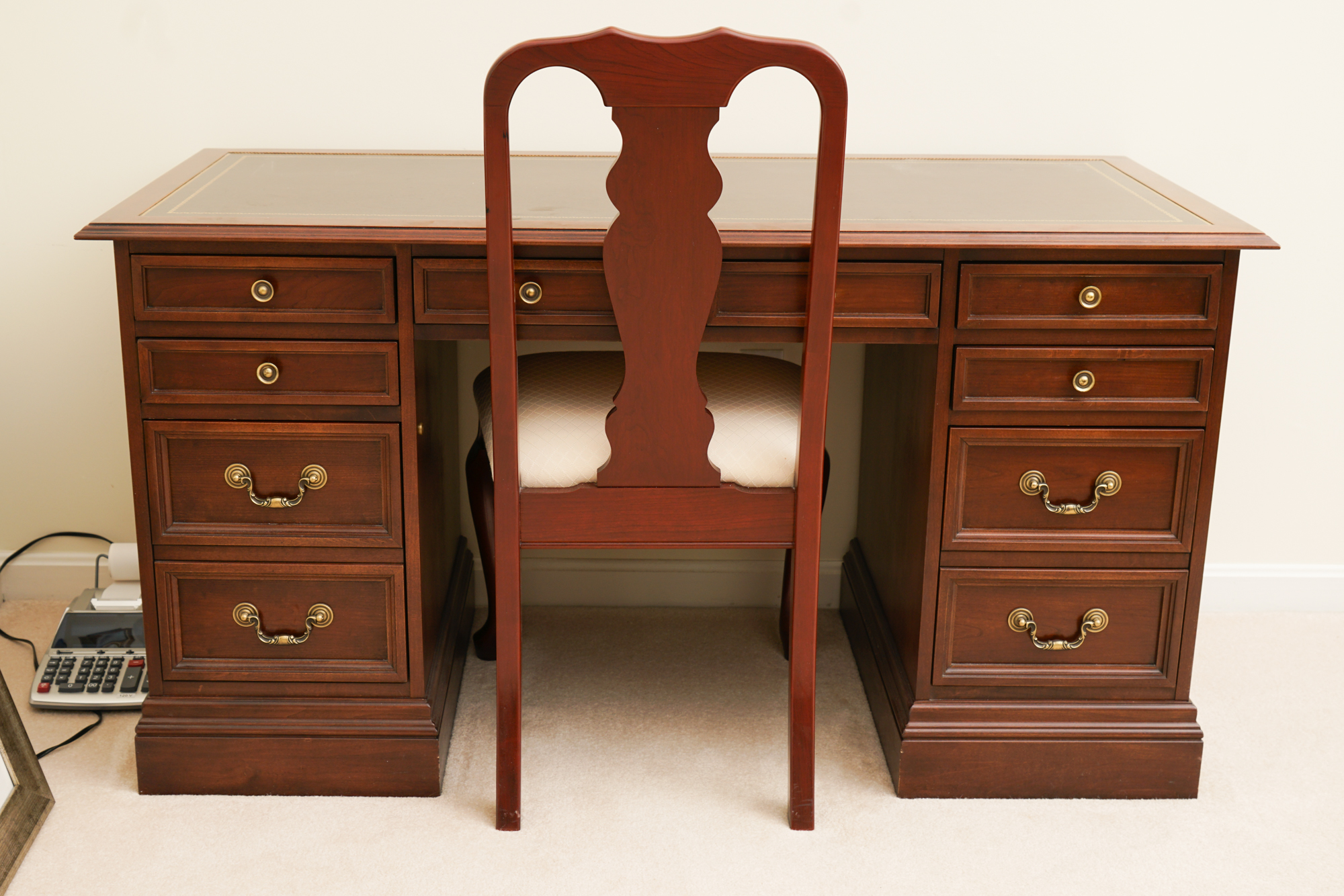 Executive Leathertop Desk by Sligh with Chair EBTH
