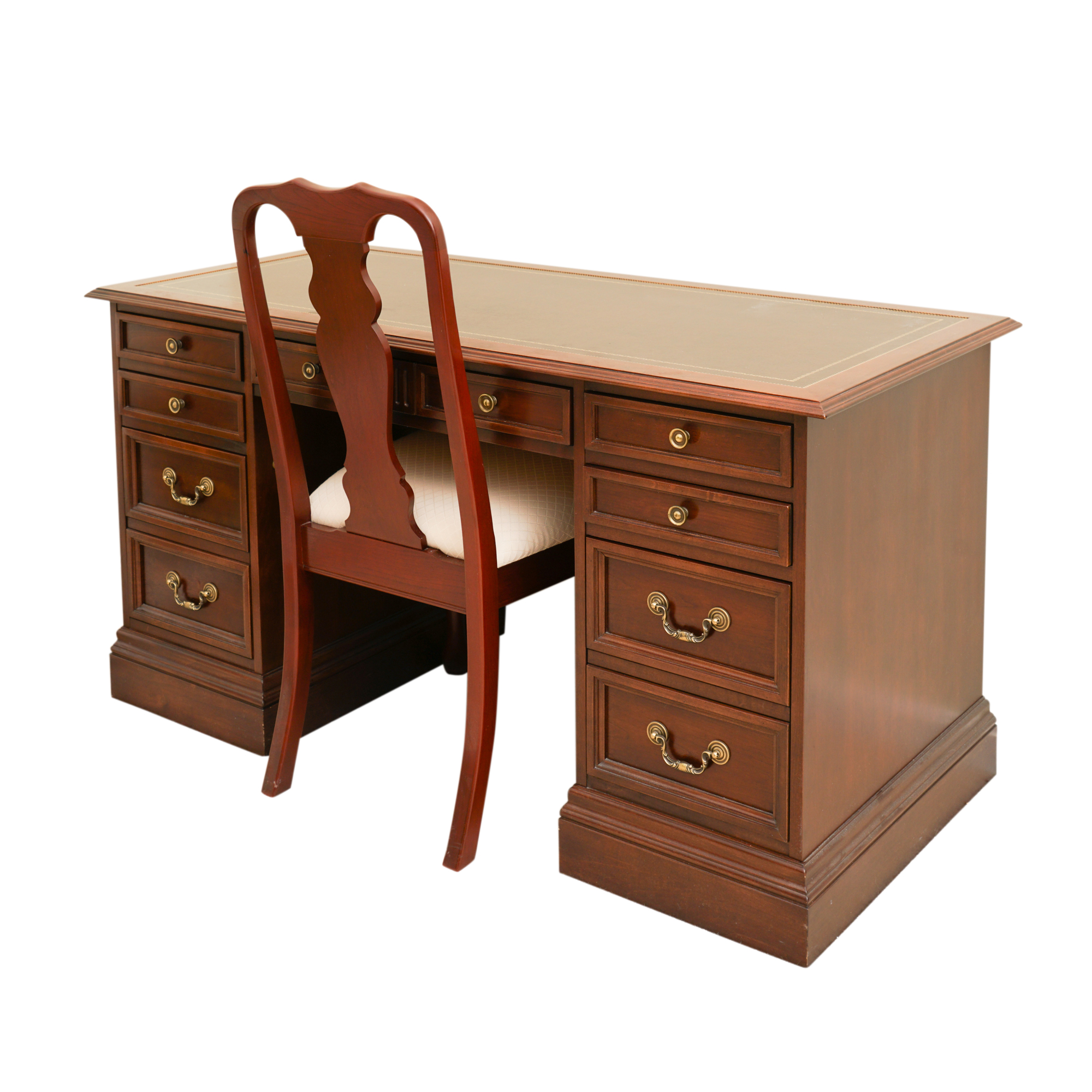 Executive Leathertop Desk by Sligh with Chair EBTH