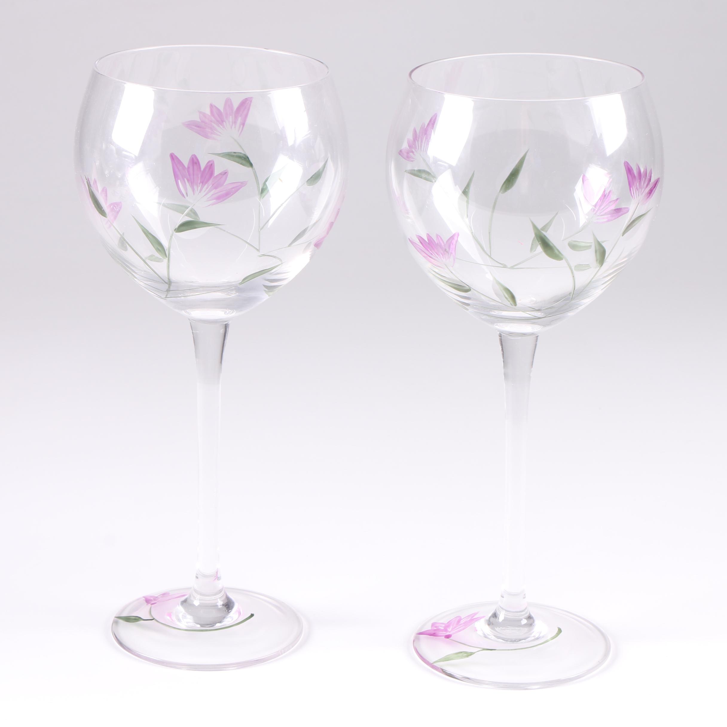 Lenox "Butterfly Meadow" Balloon Wine Glasses and Colorful Floral