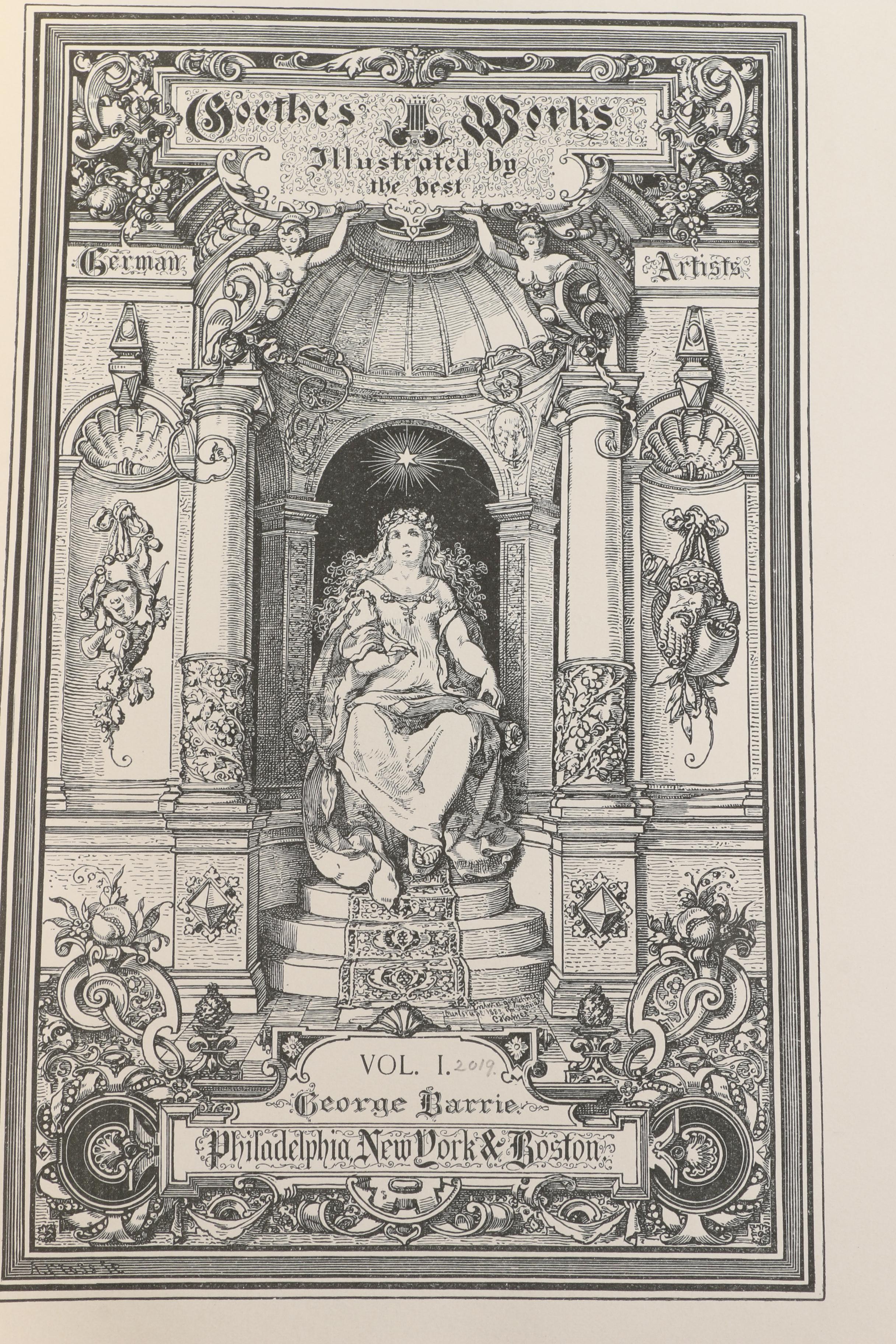 1885 FiveVolume "The Works of Goethe, Illustrated by the Best German