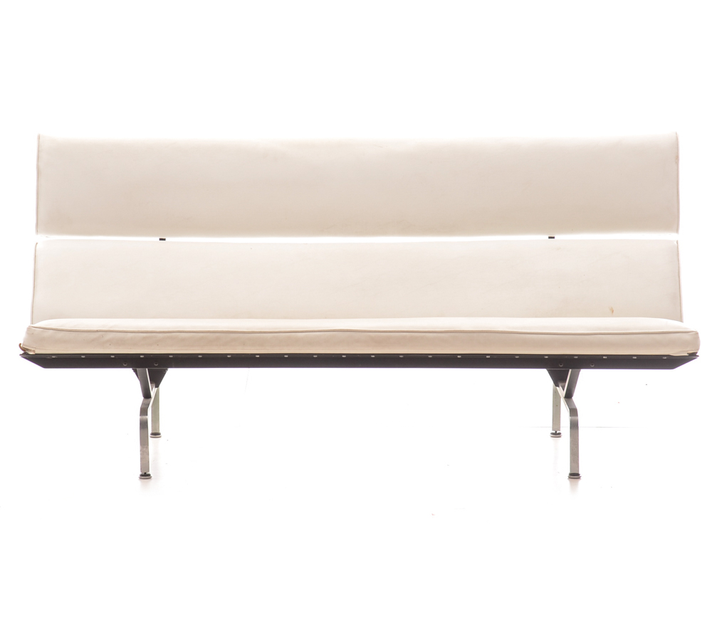 Mid Century Modern White Vinyl Sofa EBTH