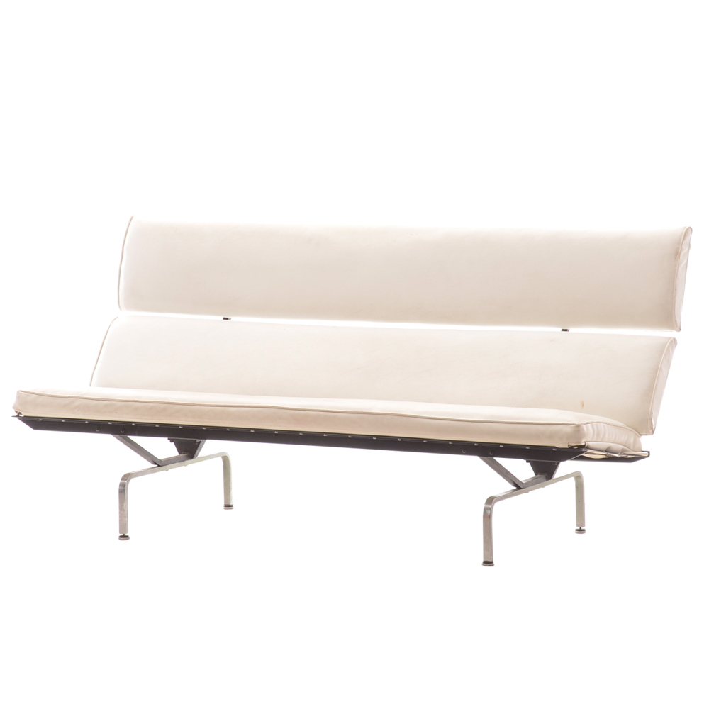 Mid Century Modern White Vinyl Sofa EBTH